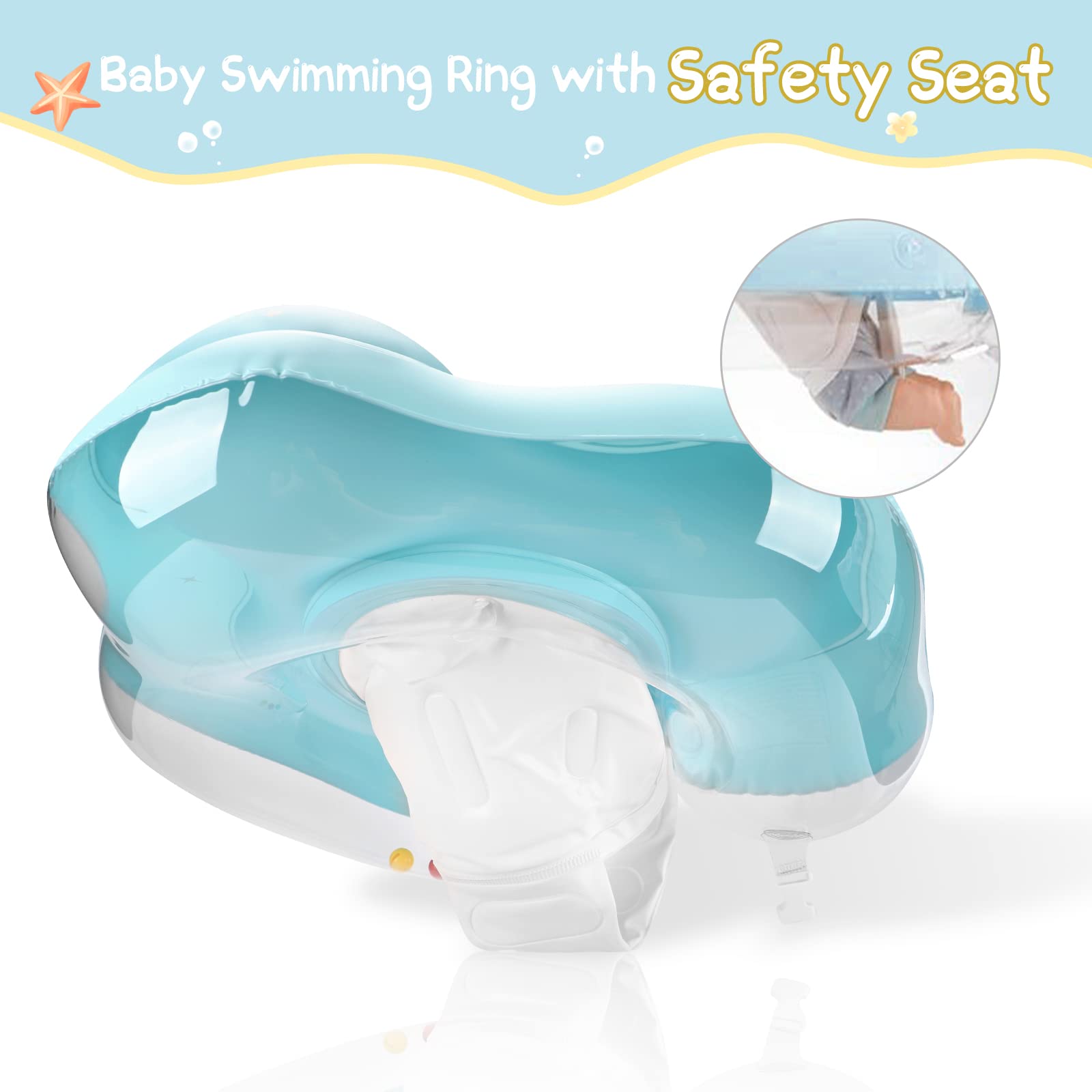 WYRIAZA Salvagente Neonato con Parasole SPF 50+ | Ciambella Neonato Mare Aggiornato con Sfera di Equilibrio per Evitare Il Ribaltamento | Salvagente Neonato 5-16Kgs