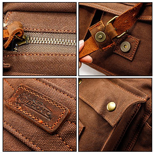 Messenger Bag For 14/15 Inch Laptop Vintage Canvas Leather Shoulder Crossbody Briefcase Satchel Shoulder Computer College Bag Travel Office Messenger Bag For Men Women-Coffee #TOP4