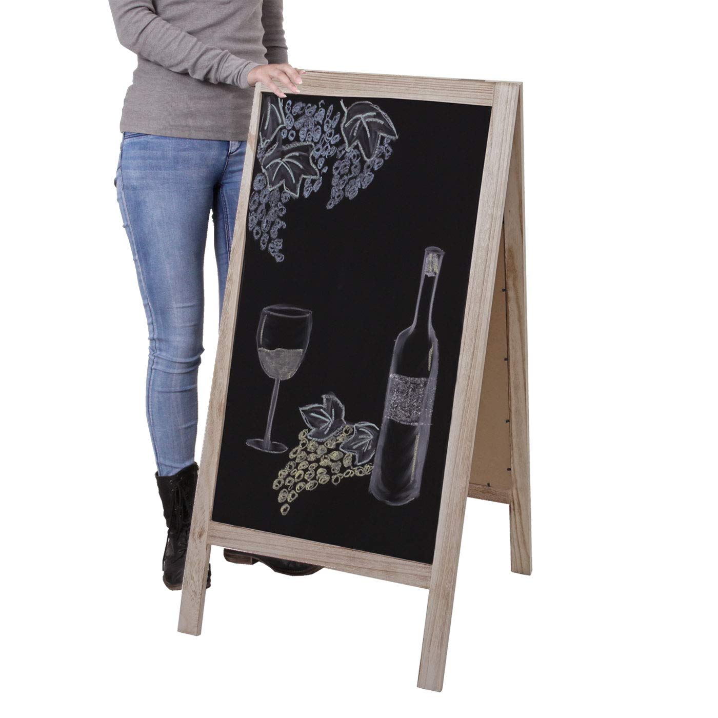 Mendler XL HWC-C17 - Pizarra publicitaria, 2 superficies de escritura plegables, 100 x 50 cm