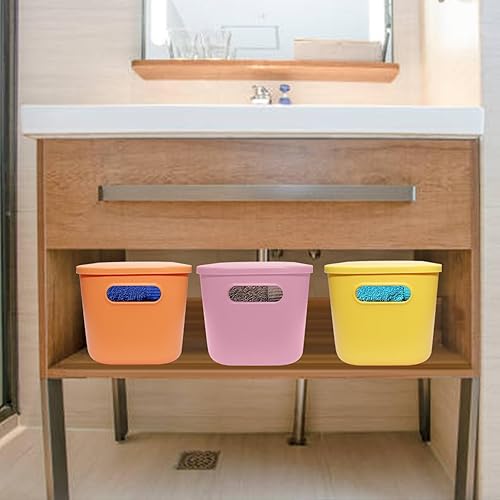 Miniatura 5 de CONEHOY 7 contenedores de almacenamiento de plástico con tapa, multicolores para almacenamiento, cajas de almacenamiento pequeñas de escritorio,