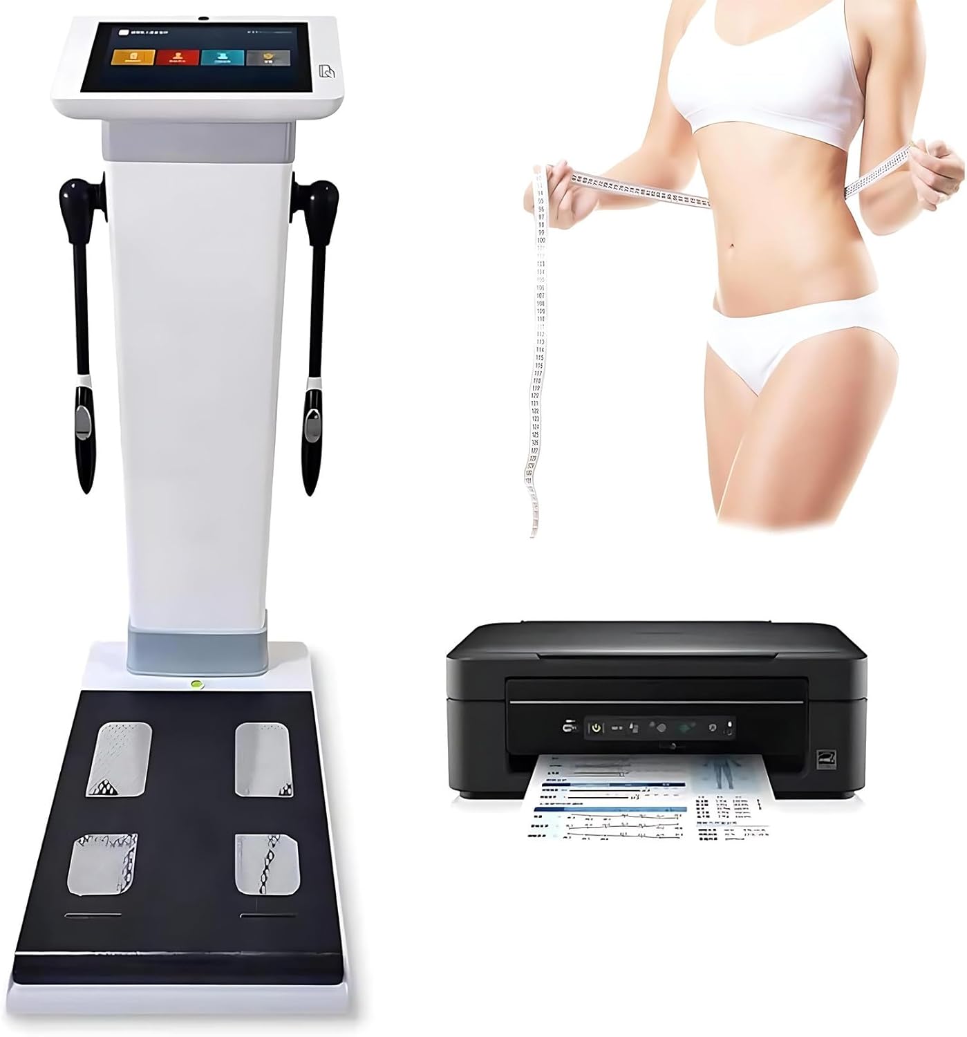 Professional Full Gym Body Scanner,Health Monitoring,Fat Analyzer Measurement Device, Composition Analyzer Machine,Monitors Instrument,Bluetooth/Wifi Sync,Real-Time Printing Fuction WithPrinter