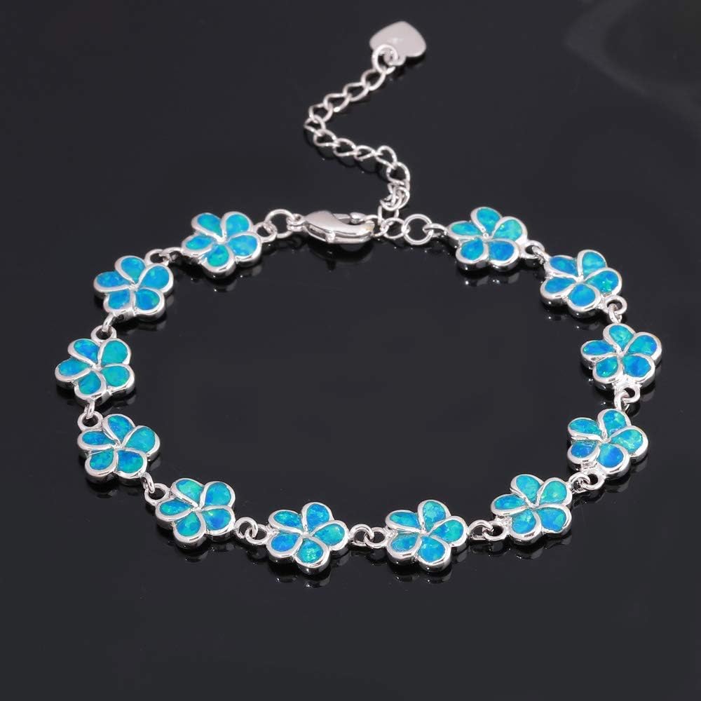 CiNily Adjustable Tennis Bracelet-Oval or Flower Shape White Gold/Sterling Silver Plated Opal Bracelet for Women Girls Gemstone Bracelets - Image 4