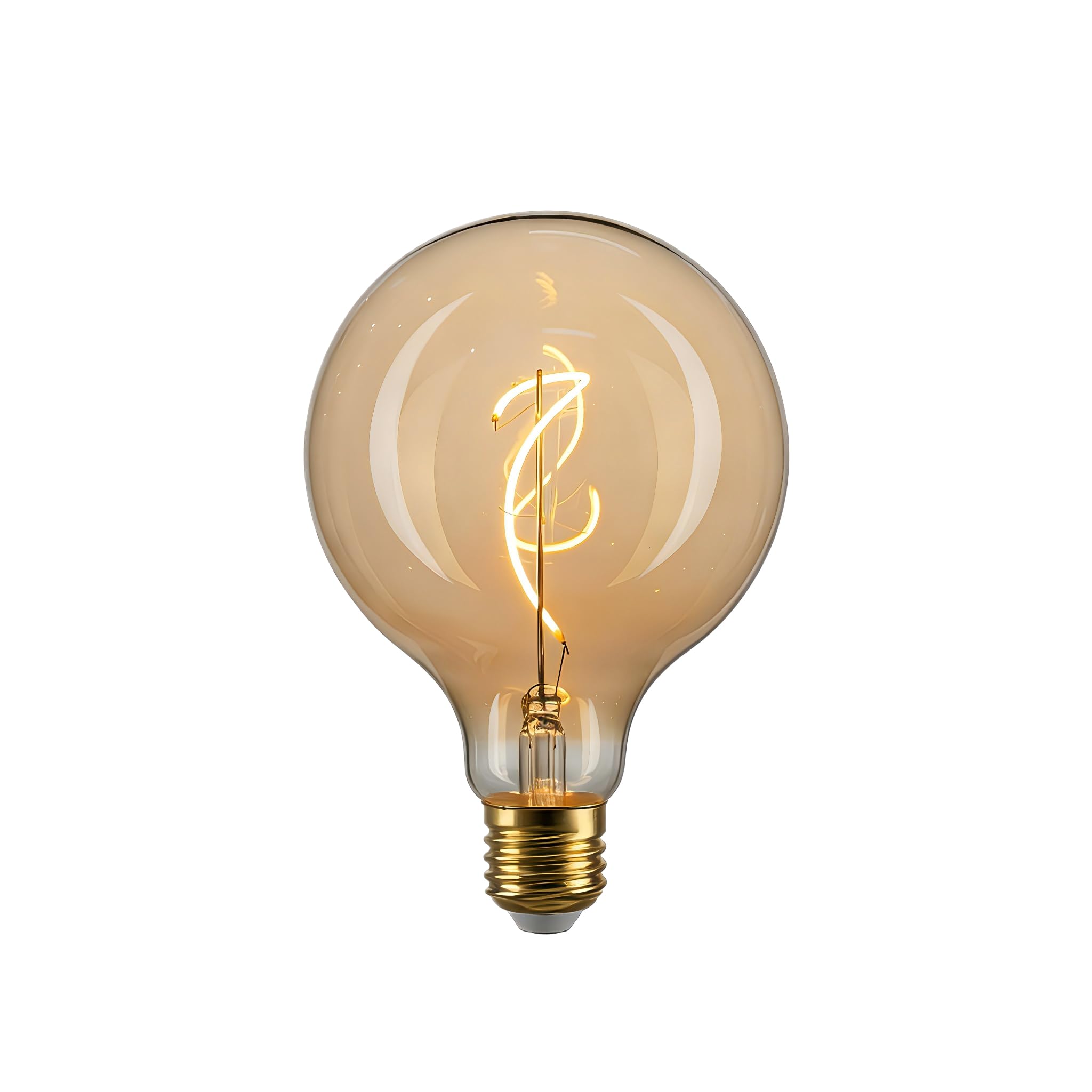 G125 G40 Oversized Amber Glass Dimmable LED Edison Vintage Bulb Extra Big Round Large Bulbs E26 4Watt 2200K