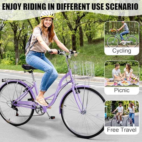 26″ Cruiser Bike Commuter Bike 7 Speed Women’s Bicycle Beach