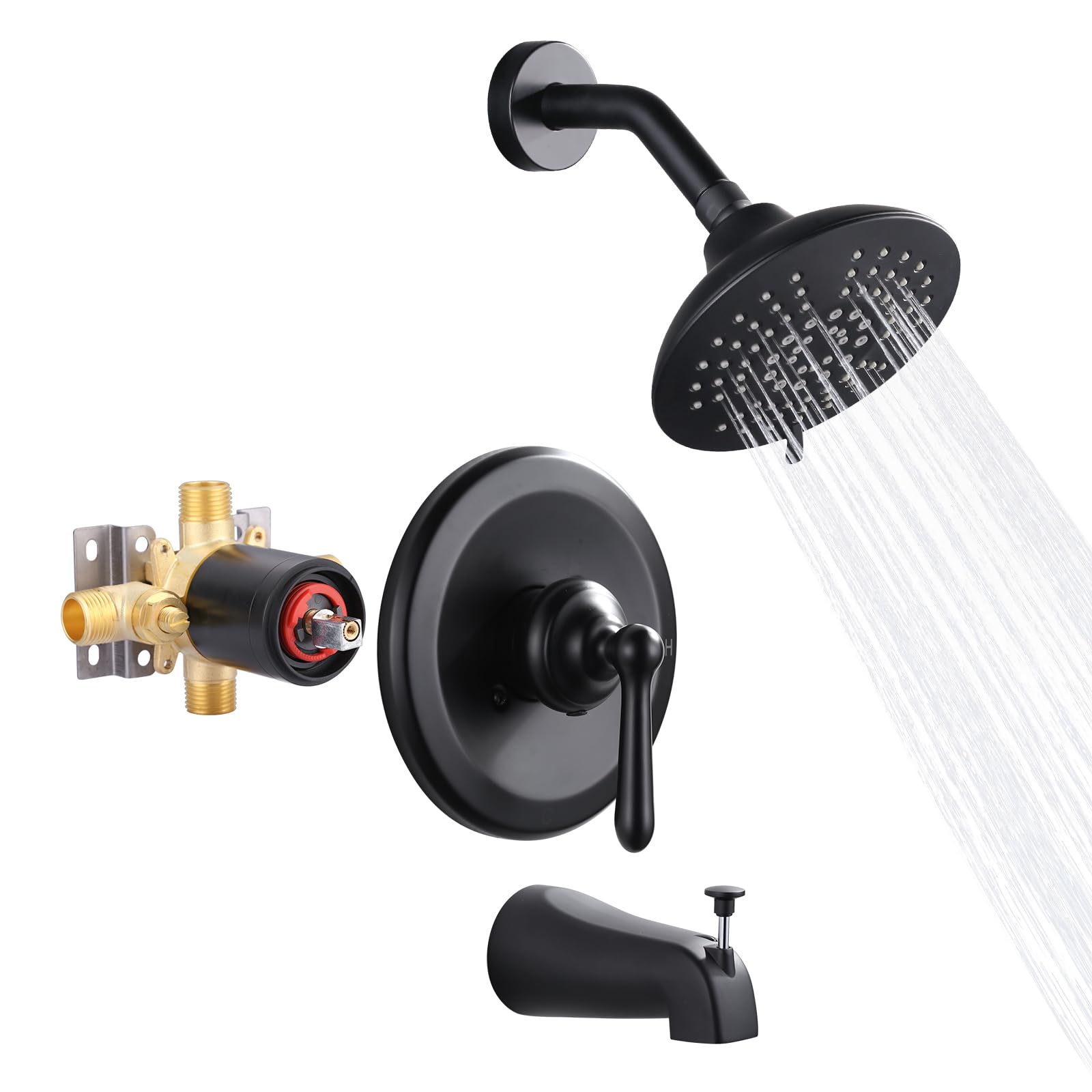 Ensemble de robinet de douche noir mat contre le calcaire ARCORA