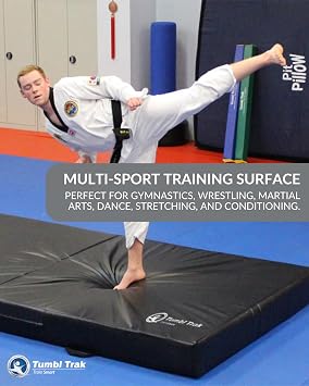 Tumbl Trak Folding Practice Mat, 5ft x 10ft x 8in, Crash Pad for Gymnastics, Cheerleading, Dance and Martial Arts