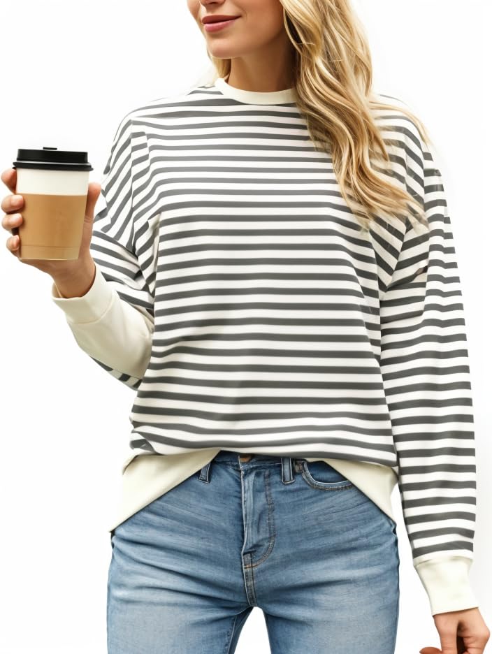 Image of VIMAL JONNEY Women Striped T-Shirt || T-Shirt for Women || Full Sleeve T Shirt || T-Shirt-VIMAL640620