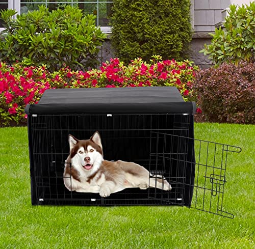 Dog Crate Cover for Wire Crates Kennel Cage, Heavy Nylon Waterproof, Fits Most 24" inch Dog Crates, Easy to Put On, Take Off, Shade Off and Adjustable - Cover only - Black - Image 3