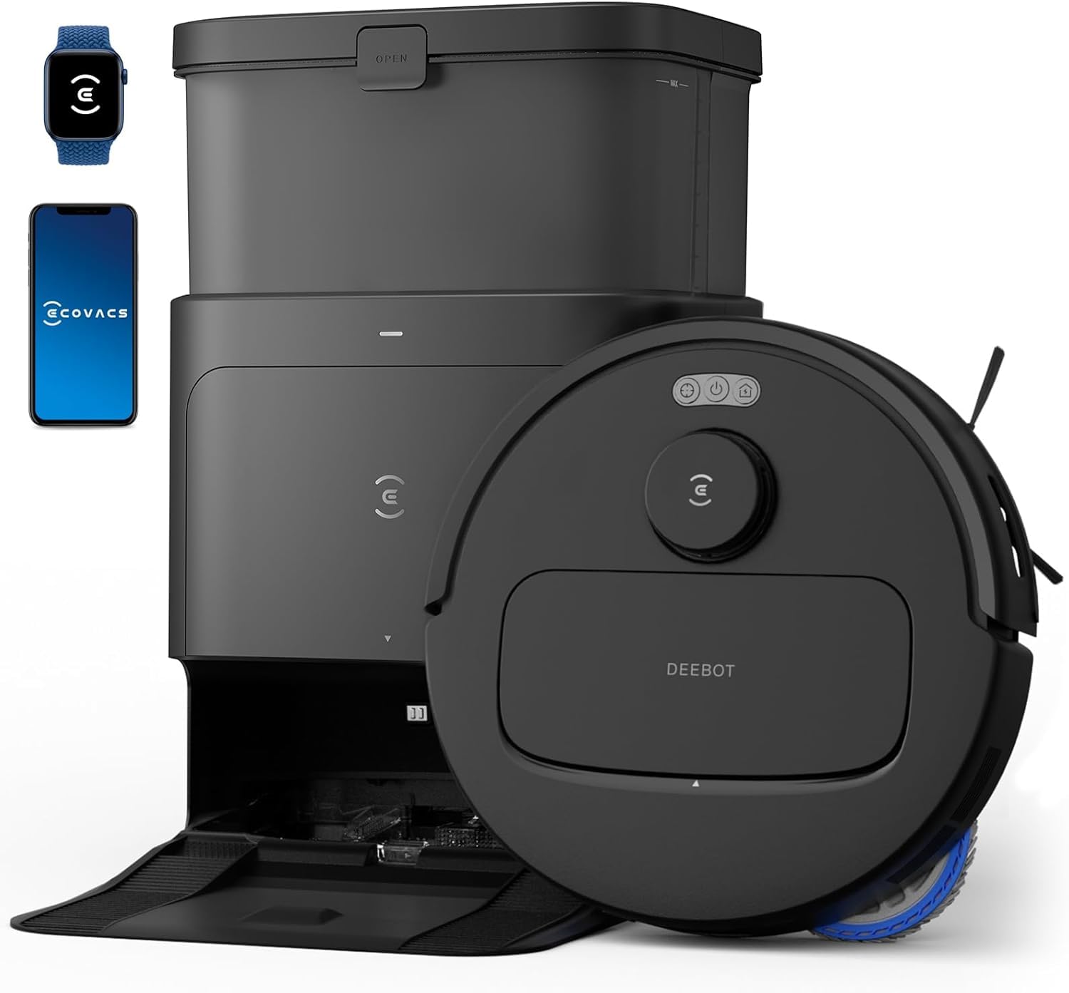 ECOVACS DEEBOT N30 Omni Robot Vacuum and Mop, 10000Pa Suction, TruEdge Adaptive Edge Mopping, ZeroTangle 2.0 Technology, Self-Emptying, Hot Air-Drying, Auto-Lift Mopping, Obstacle Avoidance - 2