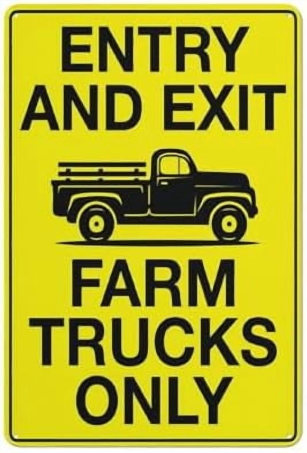 (2-Pack) Metal Tin Sign Entry And Exit Farm Trucks Only Sign Warning Sign Home Kitchen Farm Garden Garage Wall Decor 12X8 Inch
