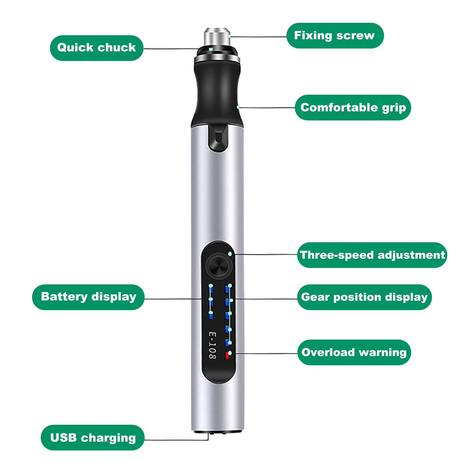 Stylo Graveur Électrique sans Fil, Multifonction Stylo De Graver, Outils De Gravure Rechargeable, Conçu pour Les Bricoleurs for Use on Plastics Wood Jewelry Metal Glass(Argent)
