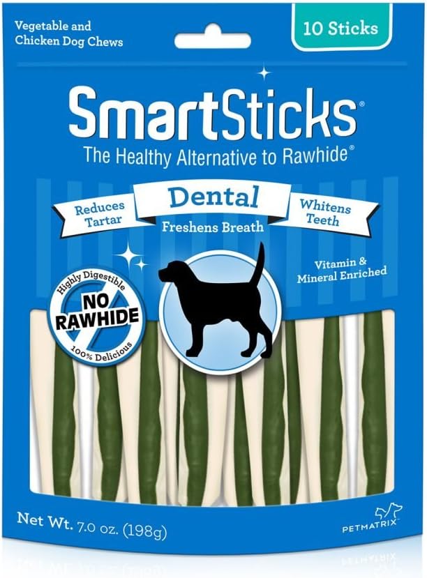 SmartBones SmartSticks Dental Chews 10 Count, Rawhide-Free Chews For Dogs, Helps Maintain Healthy Teeth