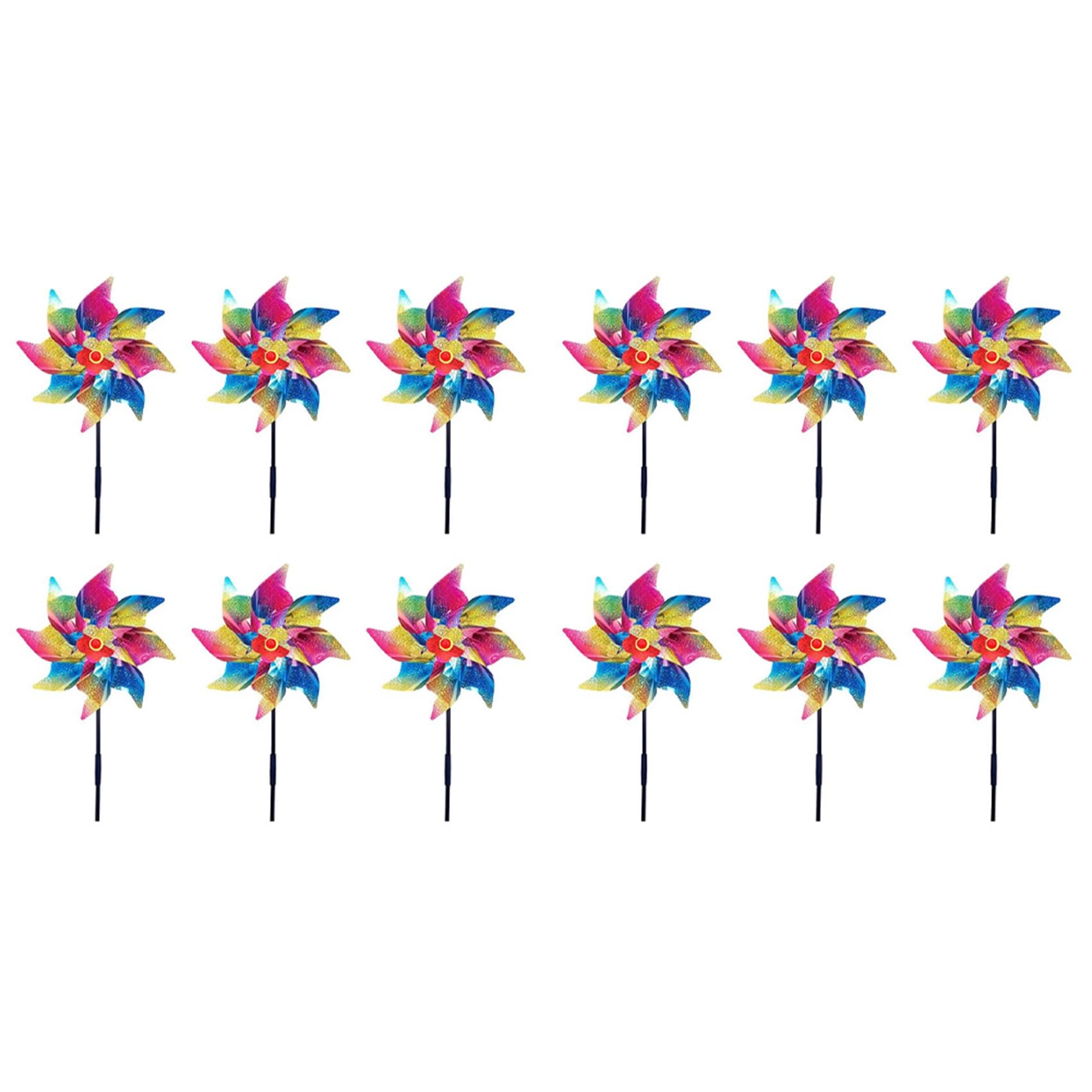 Hndhbfgrt 12Pcs Sparkly Wind Spinners for Yard and Garden, Lawn Yard Decorations Colorful Pinwheels Reflective Whirligigs Windmill