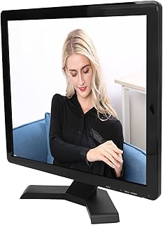 Qiilu 19in Monitor with VGA HD Multimedia AV BNC USB DC Input Portable TFT HD LCD Display for Computer TV Industrial Equipment Display 100‑240V (UK Plug)