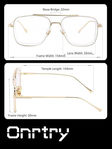 Miniatura 6 de Onrtry Tony Stark - Gafas de bloqueo de luz azul para hombres y mujeres, marco de metal retro Iron Man, M