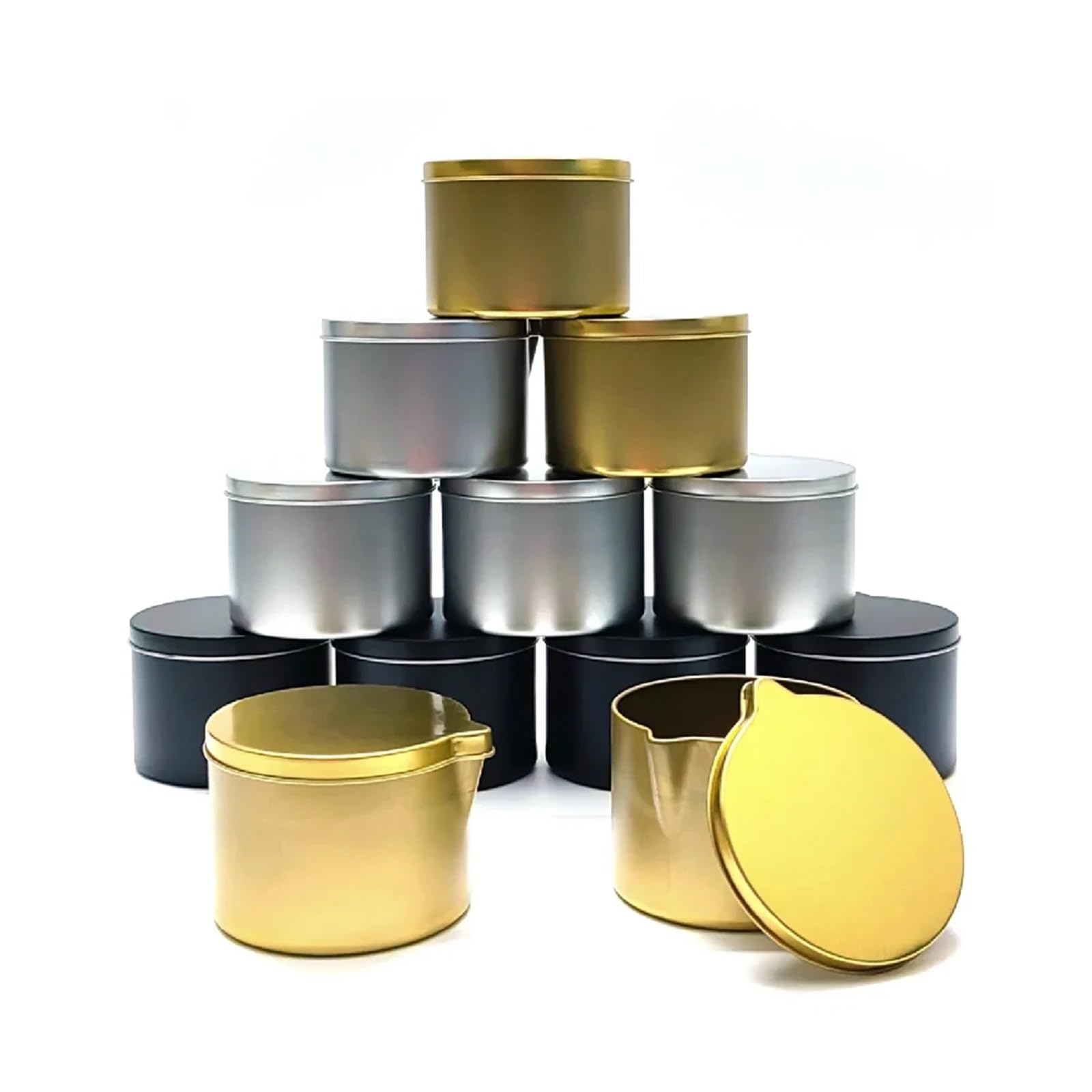 Iron Candle Jars | Multicolor for Candle Making: DIY Candle Containers(Silver-12pcs)