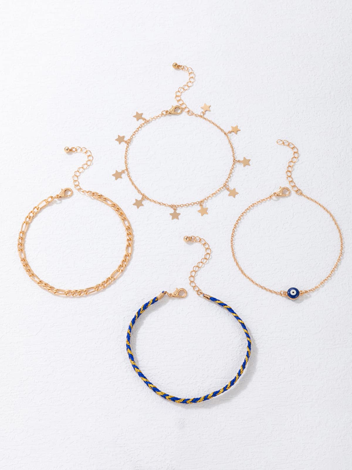 Modern Toned Star Charm Combo Anklet for Women