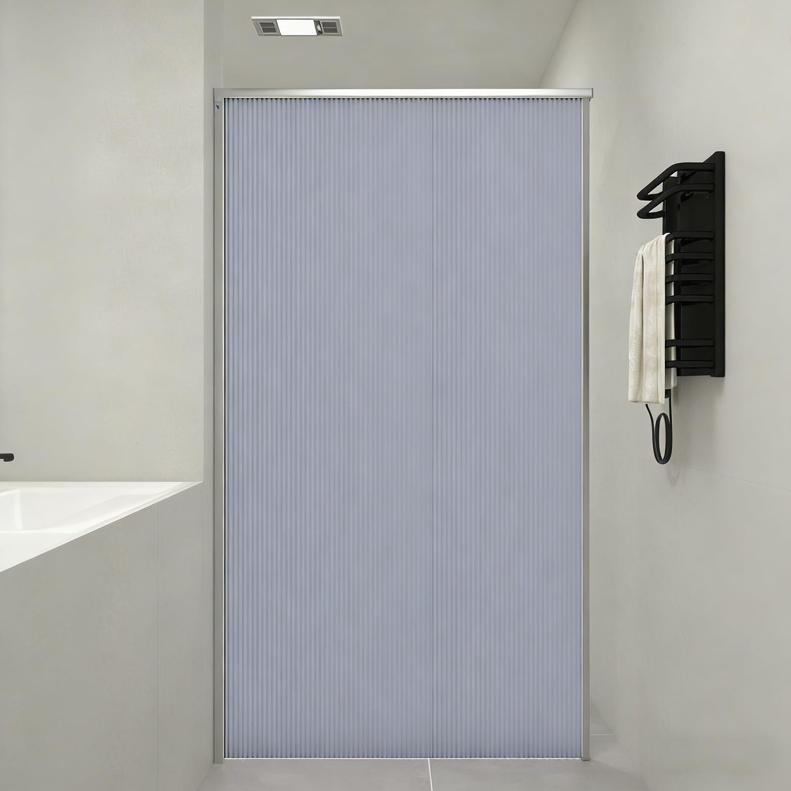 Rideau de douche pliable invisible avec fonction étagère, convient pour les espaces de salle de bain