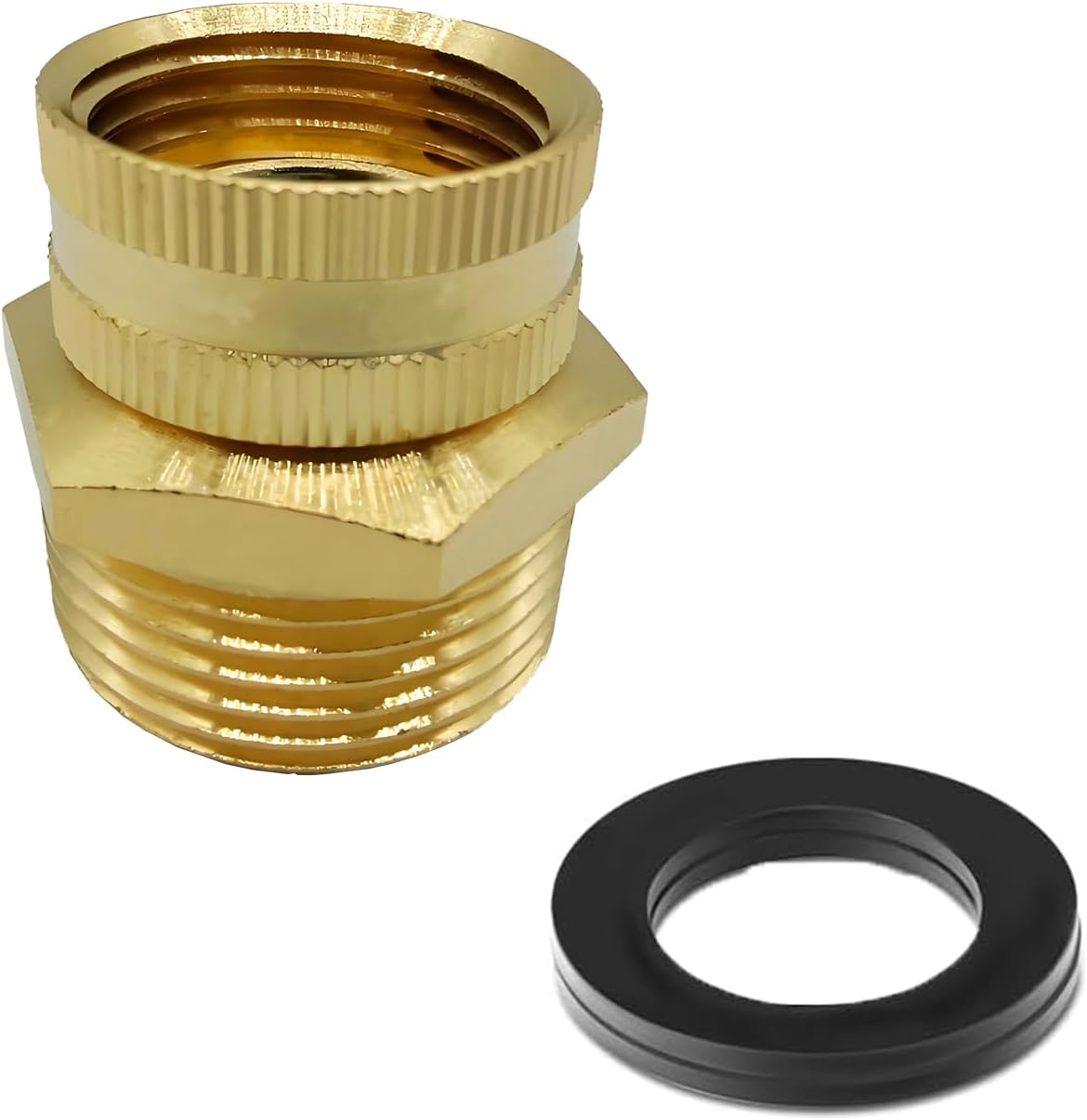 Brass 3/4" GHT Female x 1" NPT Male Thread Swivel Pipe Fitting Garden Hose Threaded to Pipe Threaded Adapter(Pack of to 2)