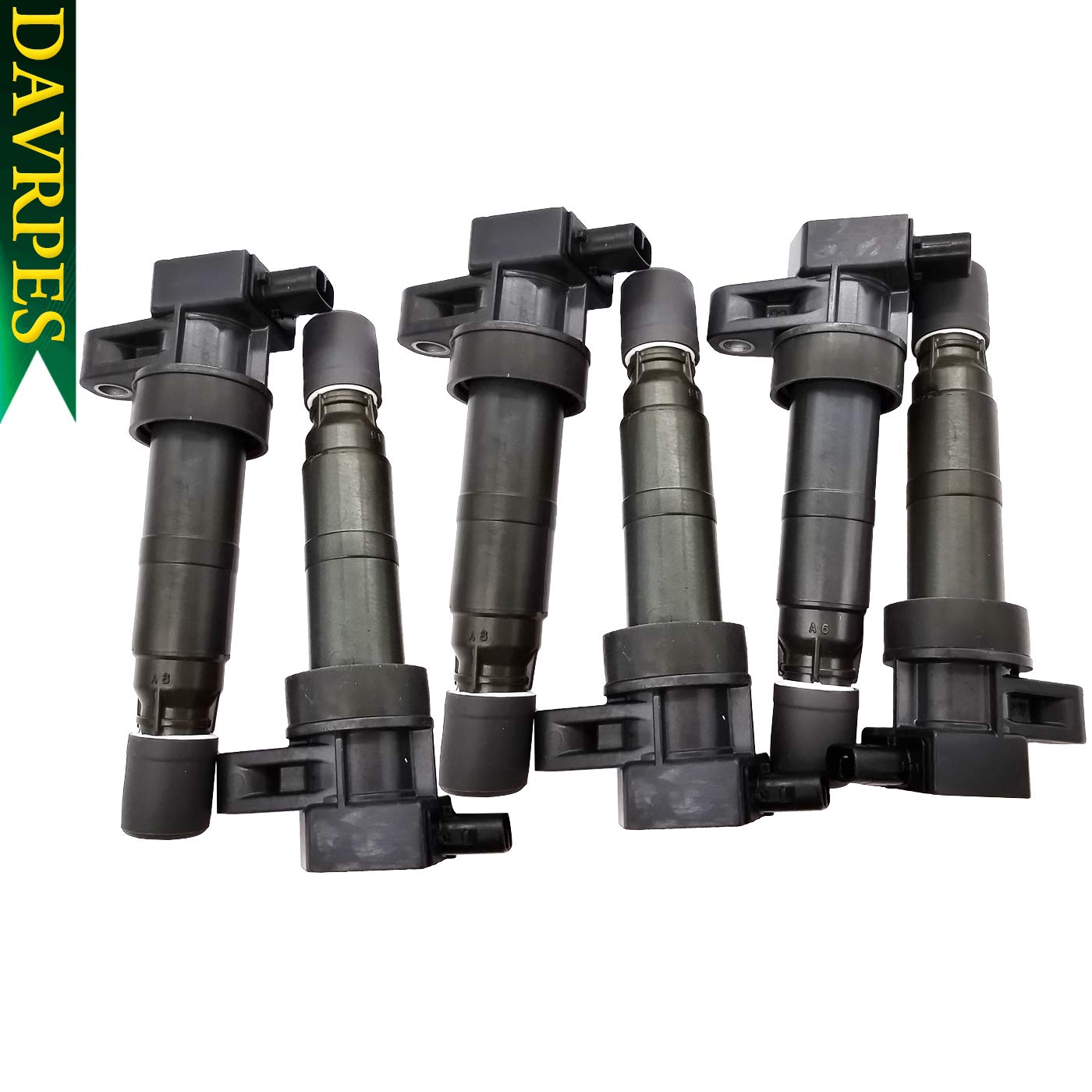 DAVRPES 6Pcs 27301-3C000 Ignition Coils Pack For Hyundai Azera Entourage Genesis Veracruz 3.8L Santa Fe 2.0L 2.4L Azera 3.3L, Kia Amanti Borrego Sedona Sorento 3.8L Cadenza 3.3L Magentis Optima Rondo
