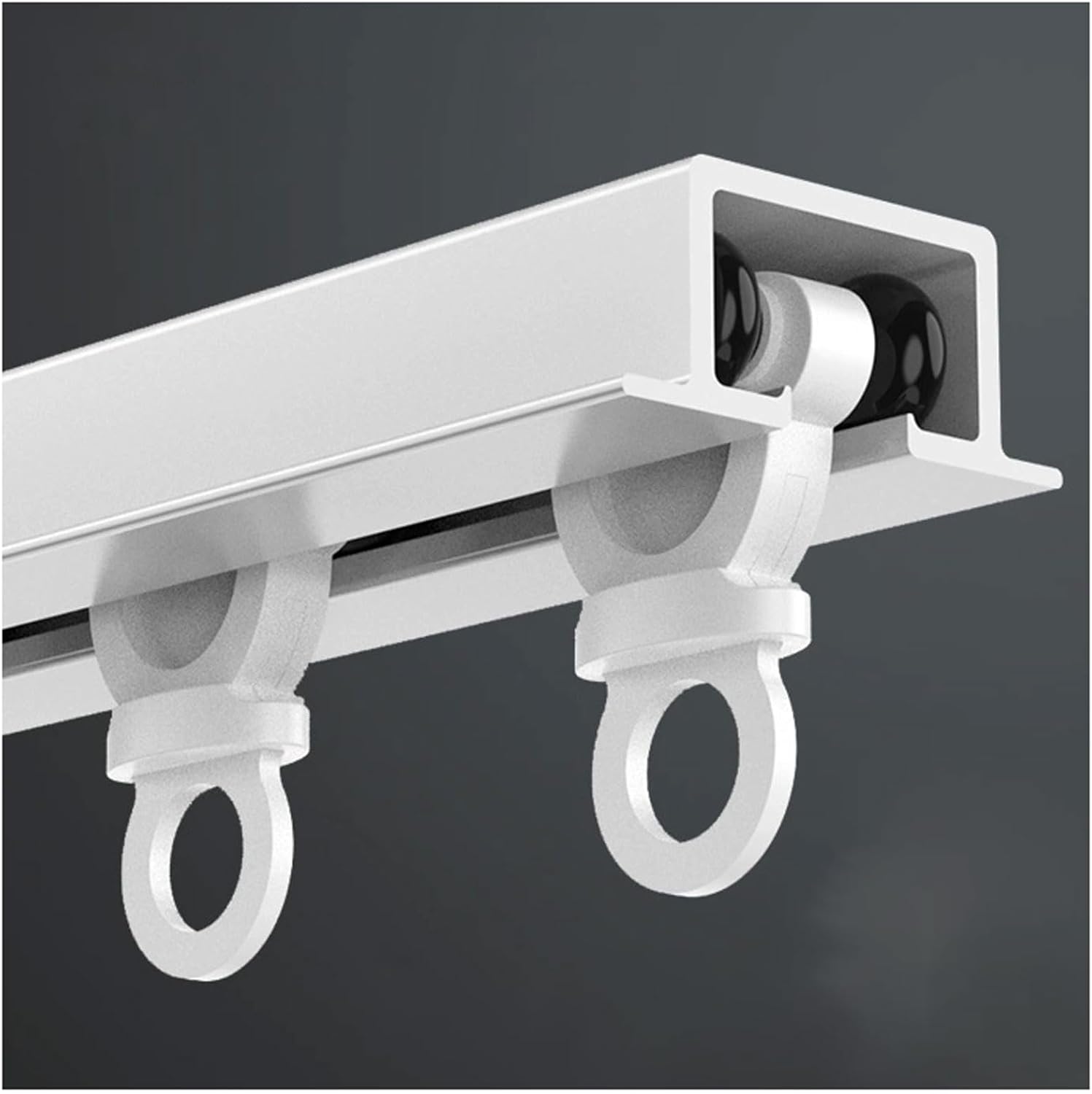 Recessed Ceiling Mount Curtain Track Set, Ultra-Thin Pre-Built Single Sliding Rail, Cuttable Metal System for Room Divider & Window Treatments,White,36ft/11m