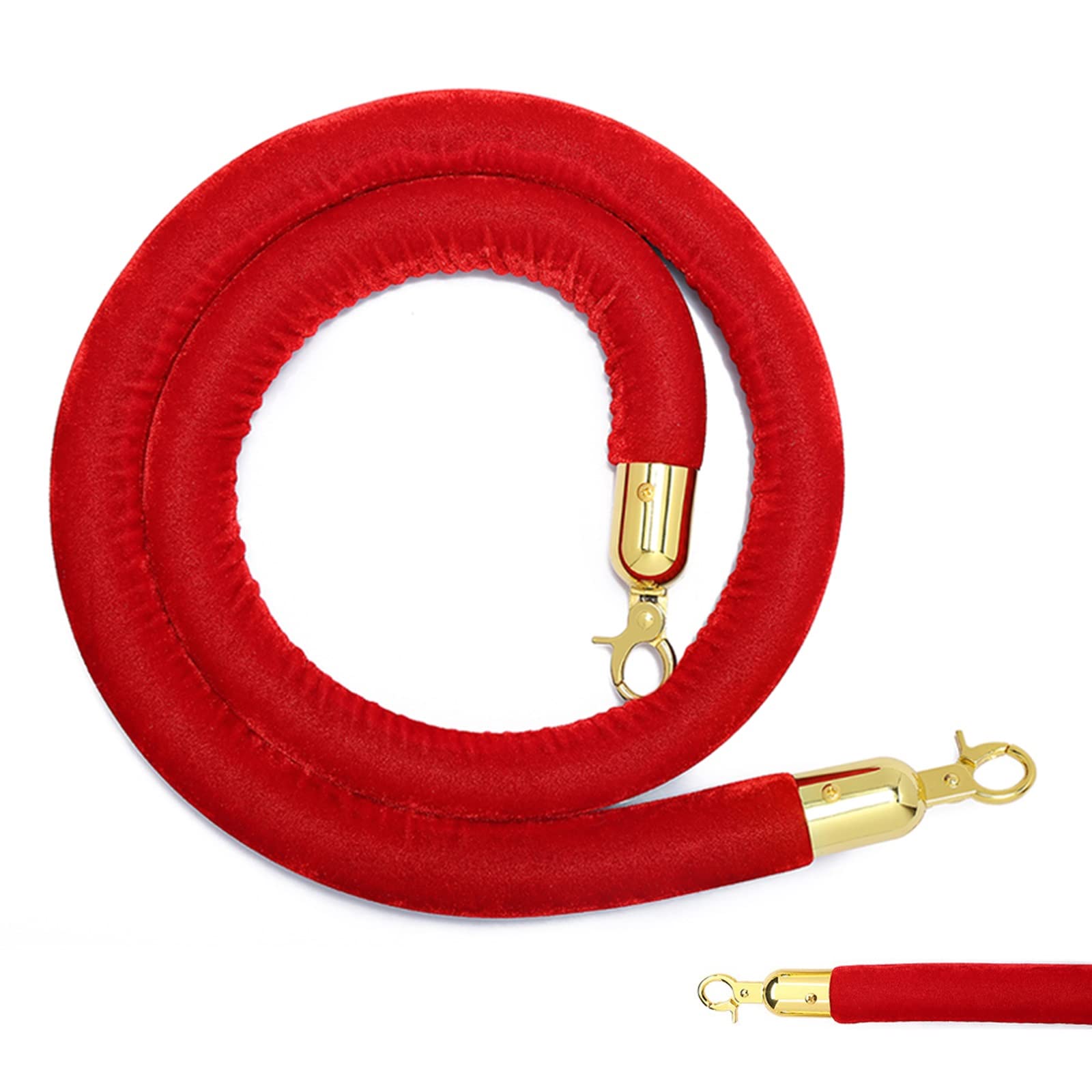 Guardrail rope， Barrier Ropes with Stainless Steel Hooks, Hospital/Bank Crowd Control Queue Stanchion Rope, for Hotel Celebration(Red,1M/39Inch/3.3Ft)