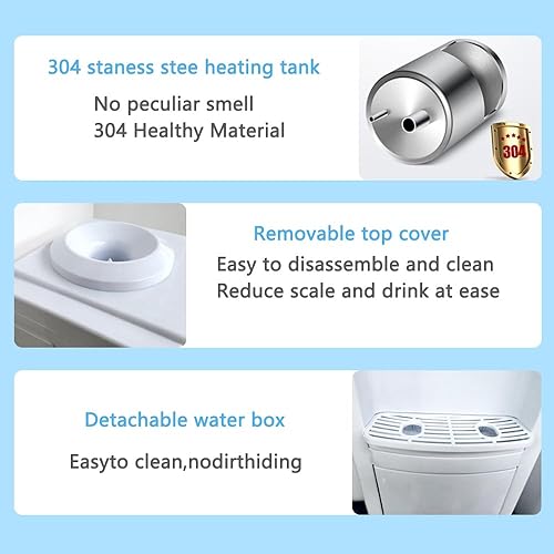 Miniatura 4 de Dispensador de agua para botella de 5 galones, enfriador de agua de carga superior, dispensador de enfriador de agua fría y caliente con bandeja de