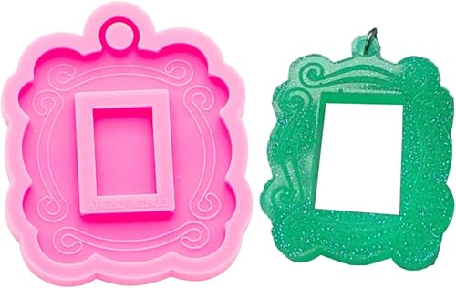 Angel Wings Marco de fotos festoneado colgante collares molde de silicona con agujero de resina llavero molde patrón decorativo decoración bolsa