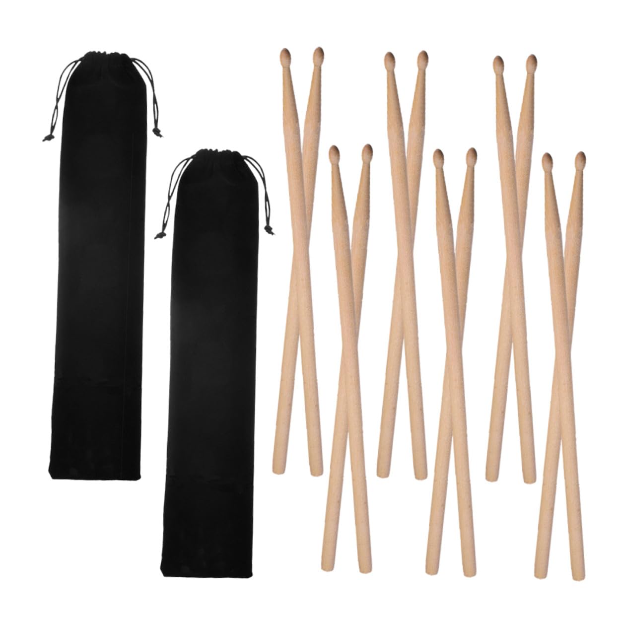 TOYANDONA 2sätze Schlagzeugschlägel aus Holz mit Ahornspitze und Erwachsene Zubehör mit Samtbeutel für Transport und Aufbewahrung Übungs-drumsticks