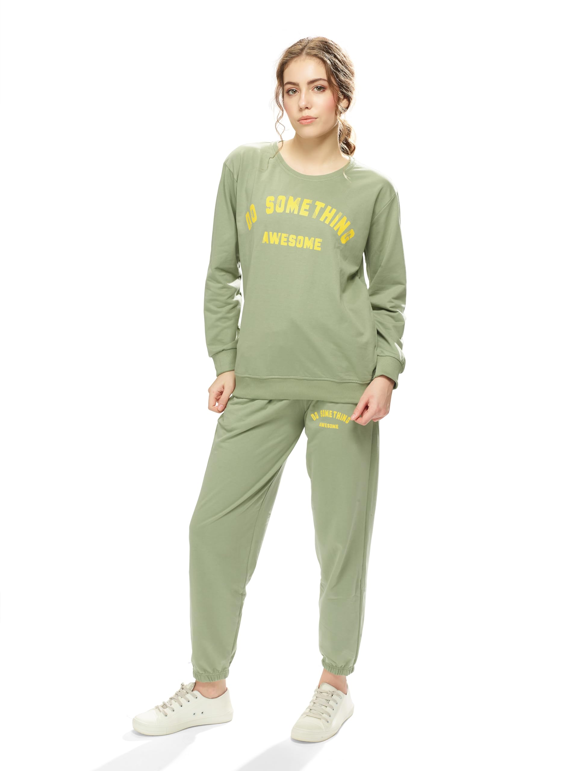 Women Printed Cotton Full Sleeves Crop top Track Suit-image-6