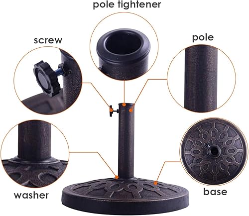 Miniatura 6 de Giantex Base de sombrilla para patio de 30 libras, soporte resistente al aire libre, soporte de paraguas de hierro fundido para jardín y playa,