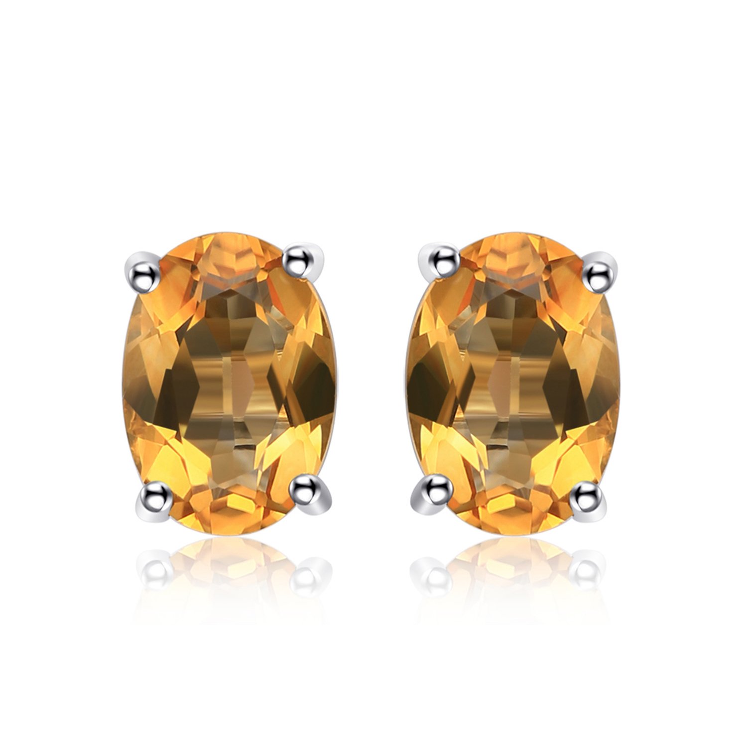 JewelryPalace Natural Garnet Peridot Amethyst Citrine Blue Topaz Birthstone Stud Earrings for Women, 14k Gold Plated 925 Sterling Silver Earrings for Women, Gemstones Jewelry Sets for Girls