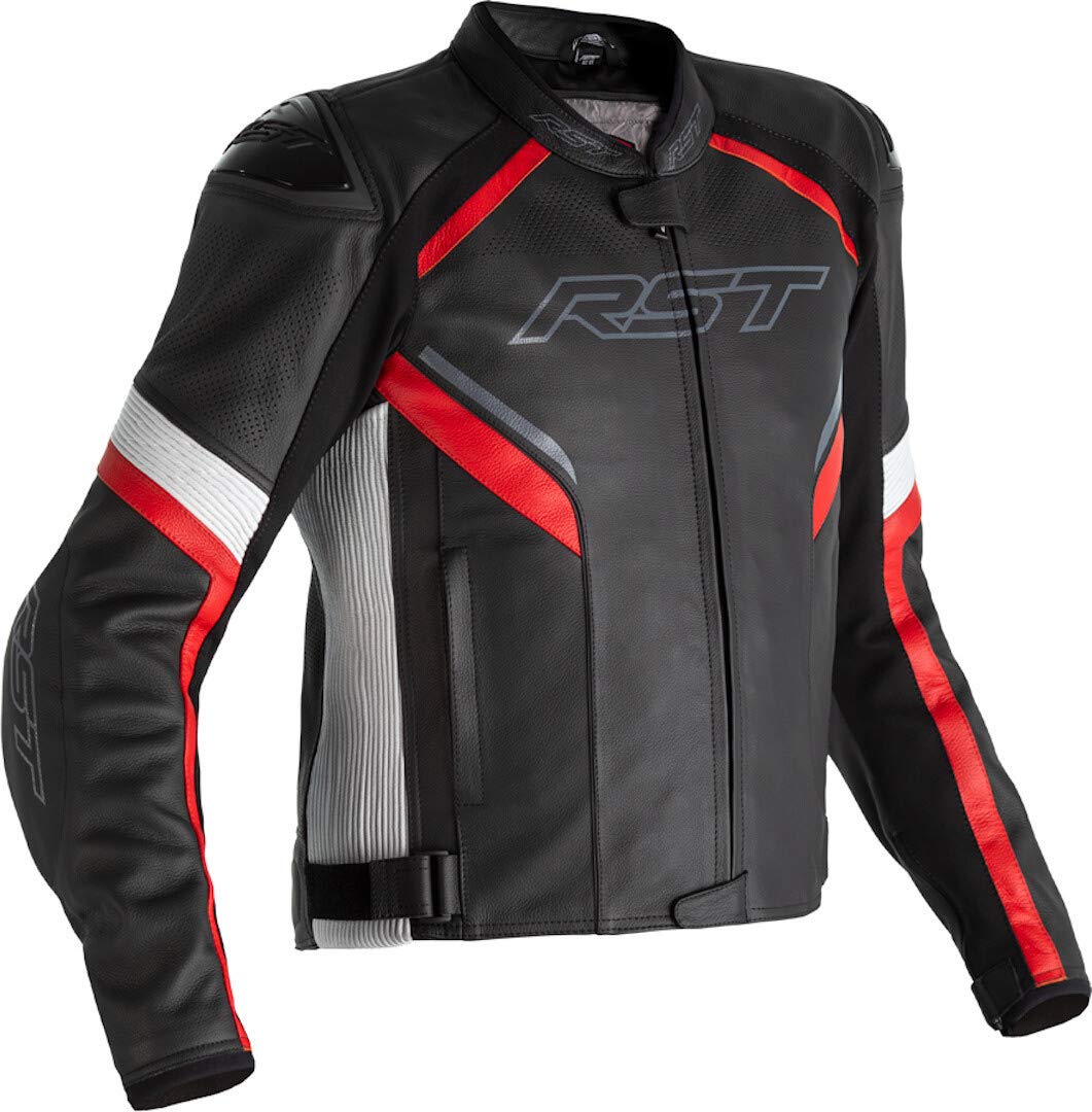 RST Sabre Airbag Moto Veste en Cuir Noir/Blanc/Rouge XL