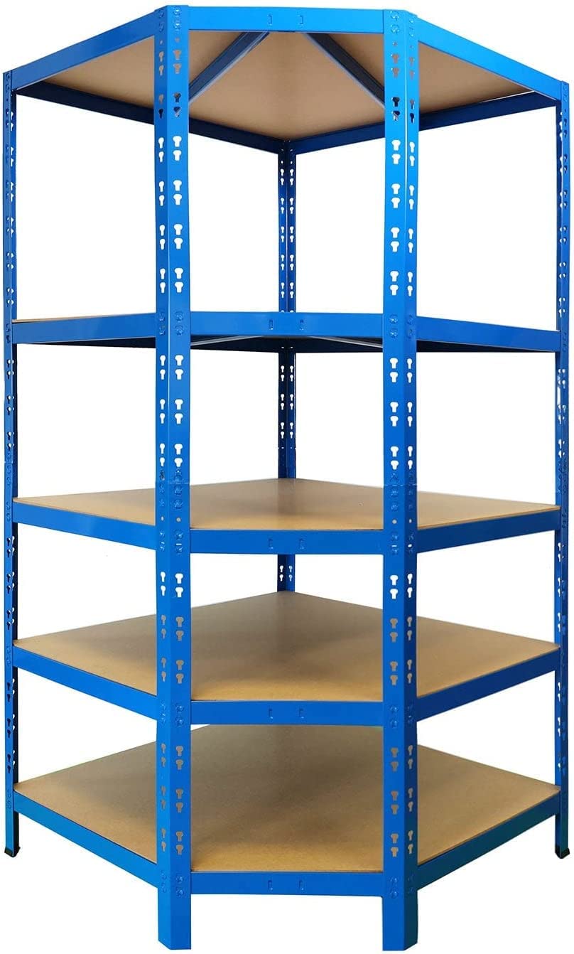 Karat Scaffale portaoggetti per carichi pesanti per Garage, Cantina, Atelier - Scaffale a griglia - Mensola angolare - Mensola per pneumatici (ripiano angolare blu, 180 x 90 x 42 x 60 cm)