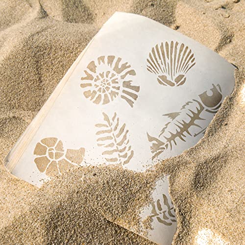 NAKLEO Painting Stencil for Crafts A5 15x21cm, Jurassic Ammonite Fossils Pattern - Image 3