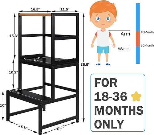 Miniatura 2 de Taburete de cocina para niños, taburete de aprendizaje blanco, taburete resistente, escalones de cama para camas altas con capacidad para hasta 150