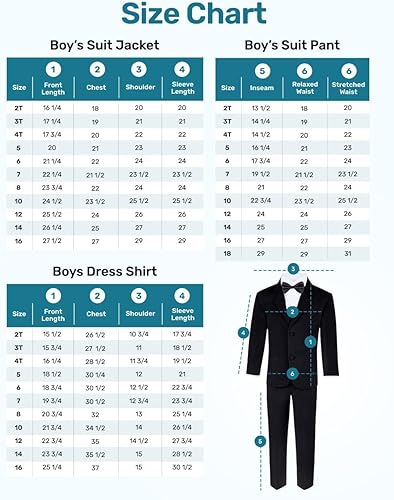 Vista 6 de Conjunto de esmoquin de 5 piezas para niños chaqueta formal premium, pantalones, camisa, chaleco y pajarita