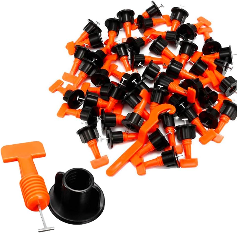TOPWAY Tile Leveling System 100pcs Pack Reusable Tile Levelers Spacers for Building Walls Floors + Special Wrench