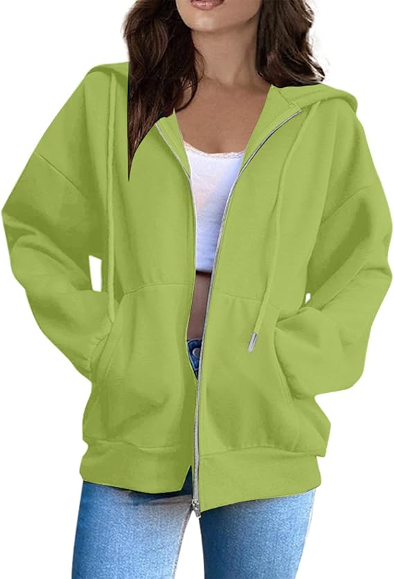 Zip Up Hoodie Women Casual Oversized Sweatshirts - Fall Fashion Fleece Lined Jacket - Thick Warm Coat Winter Clothing