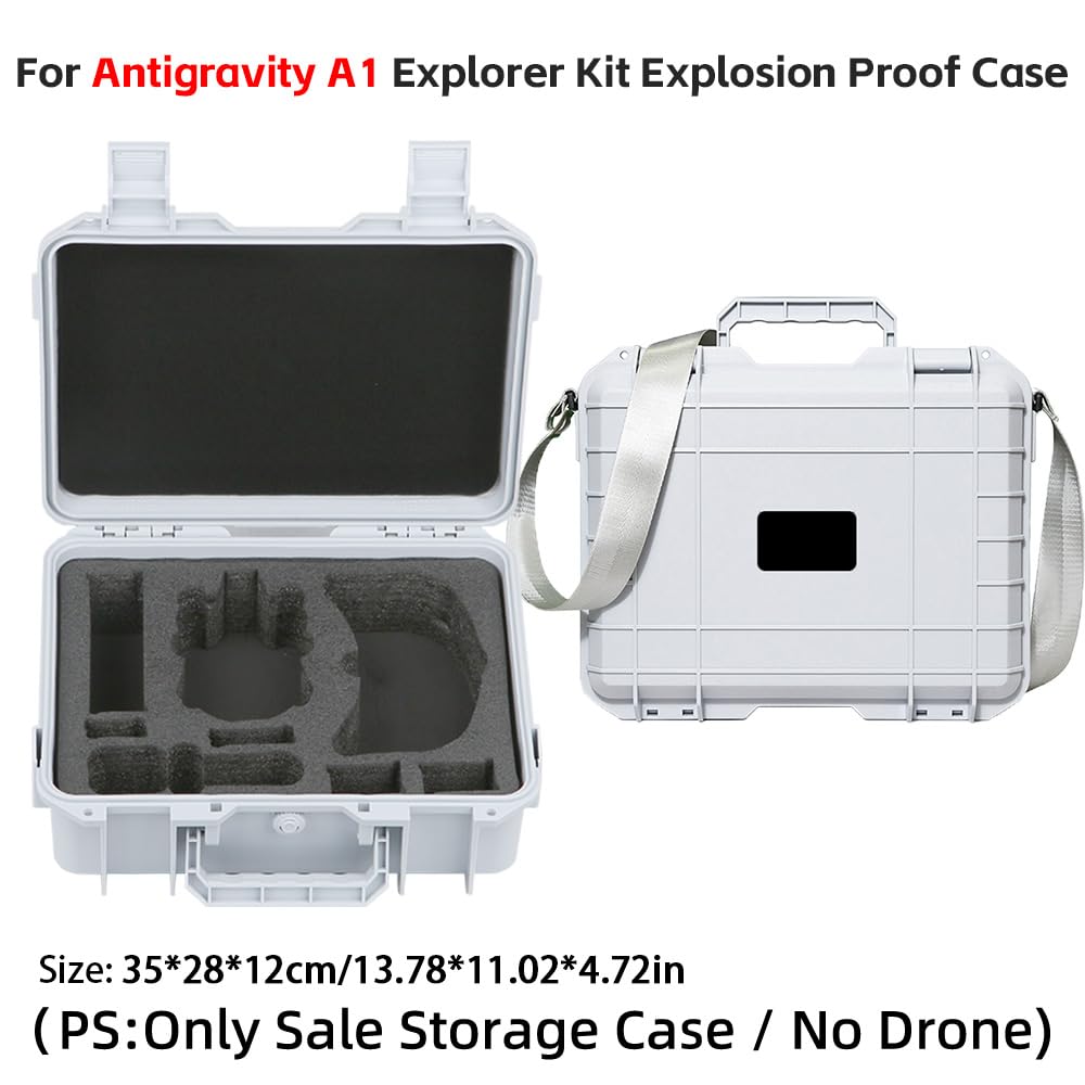 Hartschalen-Tragetasche für Antigravity A1 Explorer Bundle, wasserdichte Reise-Etui, Aufbewahrungstasche für Antigravity A1 Drohne, Visionbrille, Grip-Controller, Ladehub und Zubehör, weiß, SIMPLE