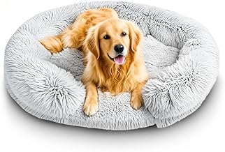 YIGAARUI Dog Bed, Pet Bed Removable Washable Round Orthopedic Dog Bed Anti-slip Bottom,Warm Fleece Pet Cushion Sofa, Upgraded C-shaped Donut Warmth is Suitable for Medium Large Dogs (90CM)