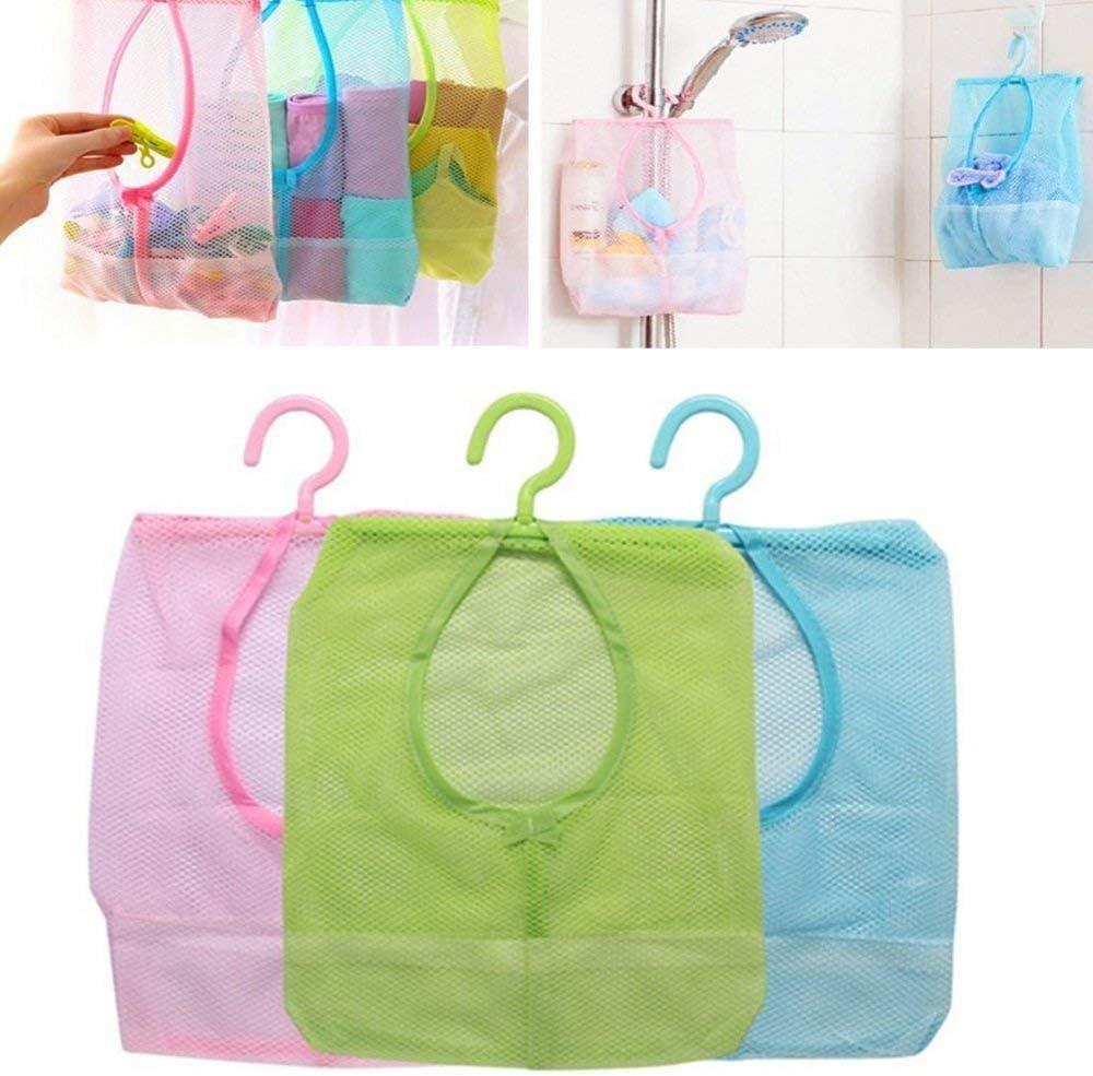 3 Pcs Multifunction Hanging Bag, Polyester Mesh Bathroom Storage Organiser Compact Quick Dry Holder