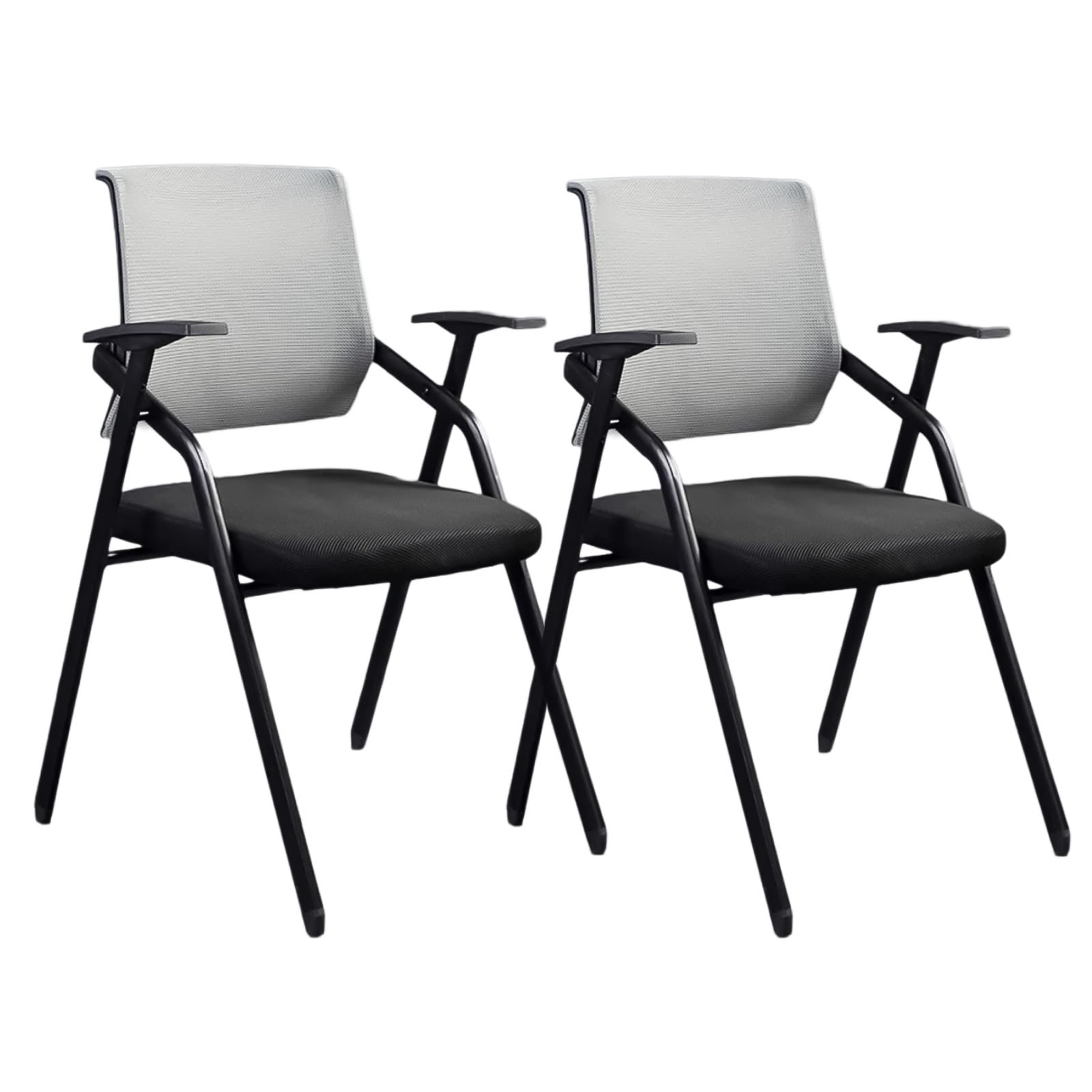 ASerZenith Set Of 2 Stackable Guest Chairs For Waiting Room Folding Conference Chairs With Armrests Office Reception Desk Seating Blue,Gray-1