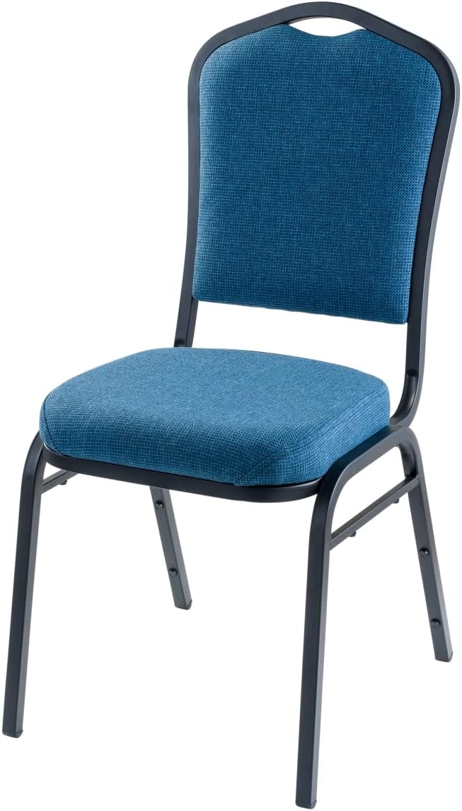 Deluxe Fabric Upholstered Padded Stack Chair Natural Blue & Black Santex