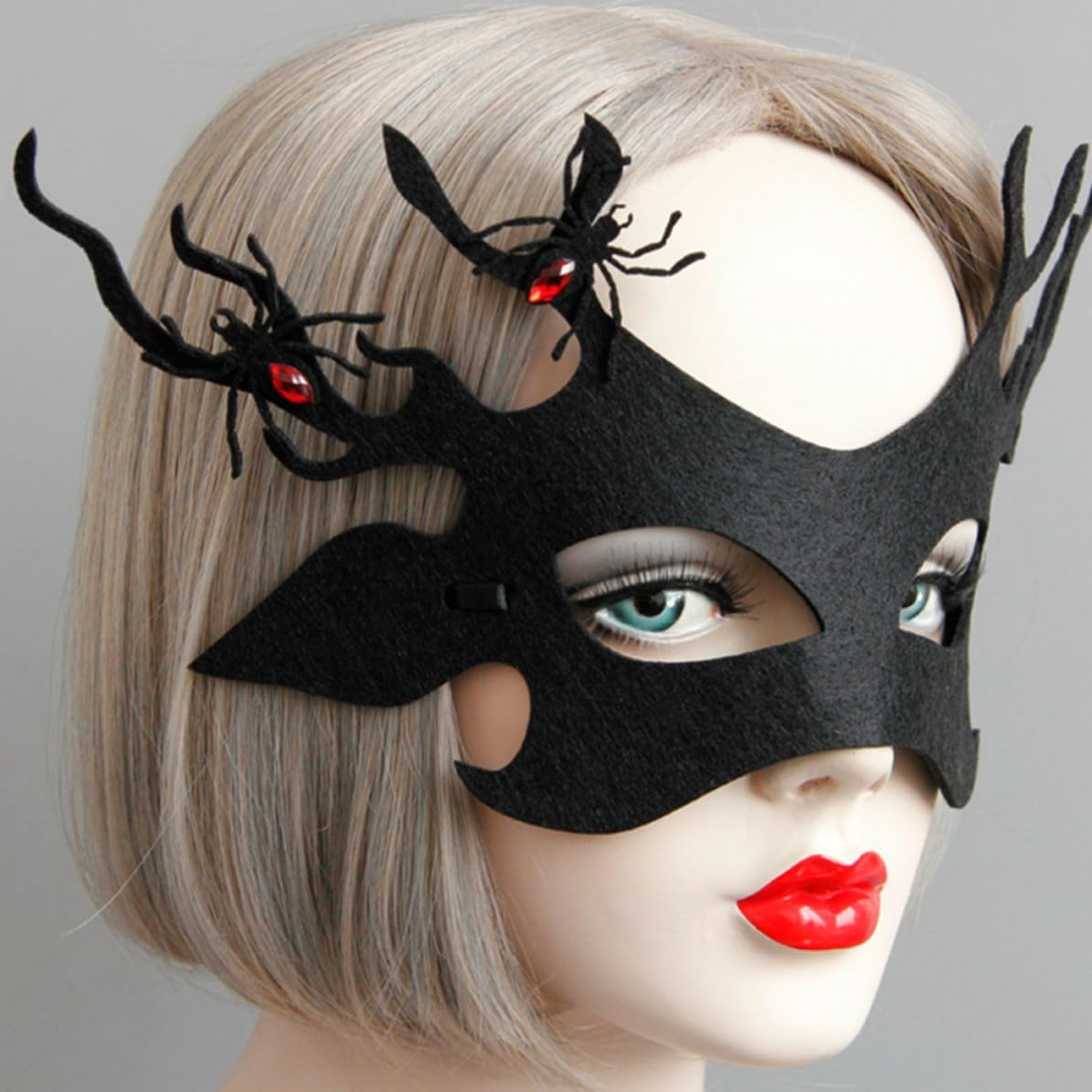 Halloween Half Face Mask, Black Felt Cloth Cosplay Party Accessory image 3