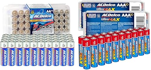 ACDelco 40 pilas AA, azul e ltraMAX 20 pilas AAA, batería alcalina con tecnología avanzada, vida útil de 10 años, embalaje resellable