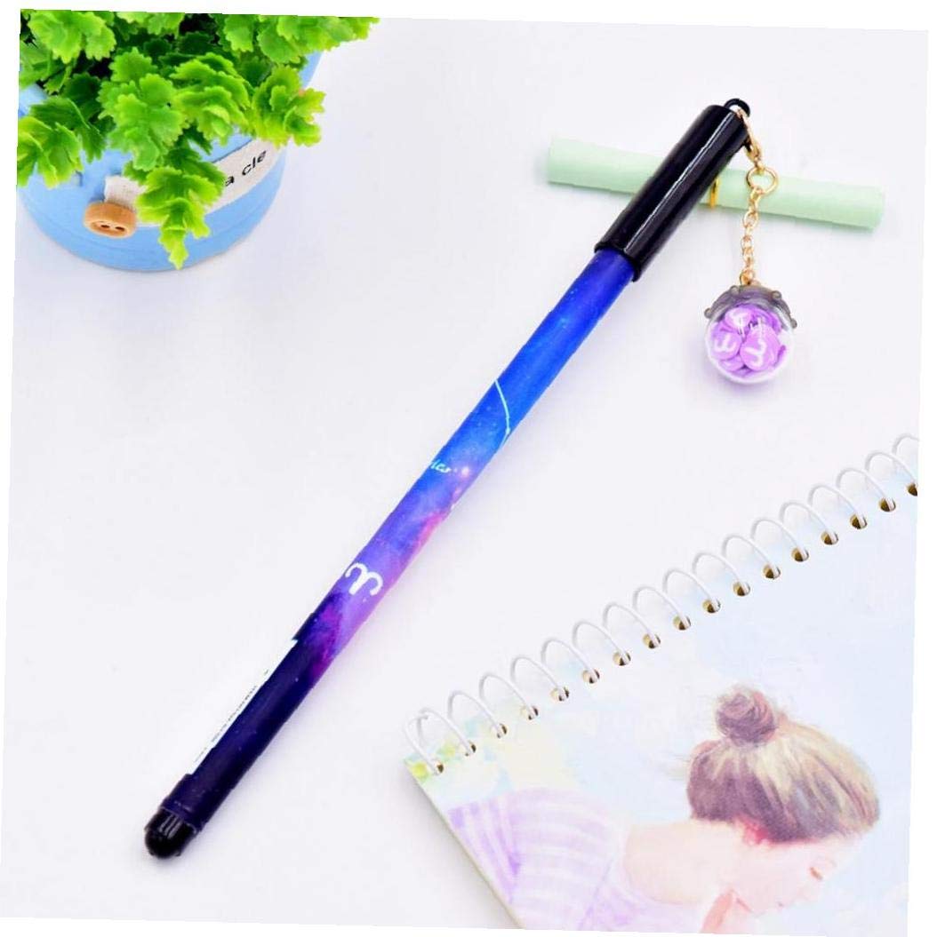 Hotaden 1 Piece Twelve Zodiac Star Shard Wishing Bottle Pendant Gel Ink Pen Gift Stationery School Office Supplies Random Color