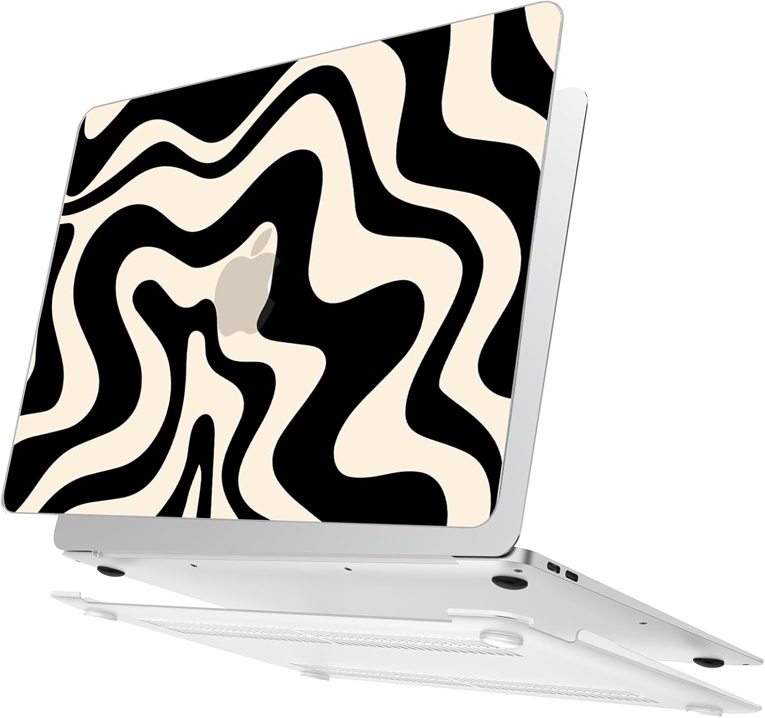 AKIT Compatible with MacBook Pro 13 inch Case M2 M1 A2338 2026 2025-2016 M2 M1 A2338 A2251 A2289 A2159 A1989 A1708 A1706, Pattern Hard Shell Laptop Case&Keyboard Cover&Screen Protector, Black Wave - Image 4