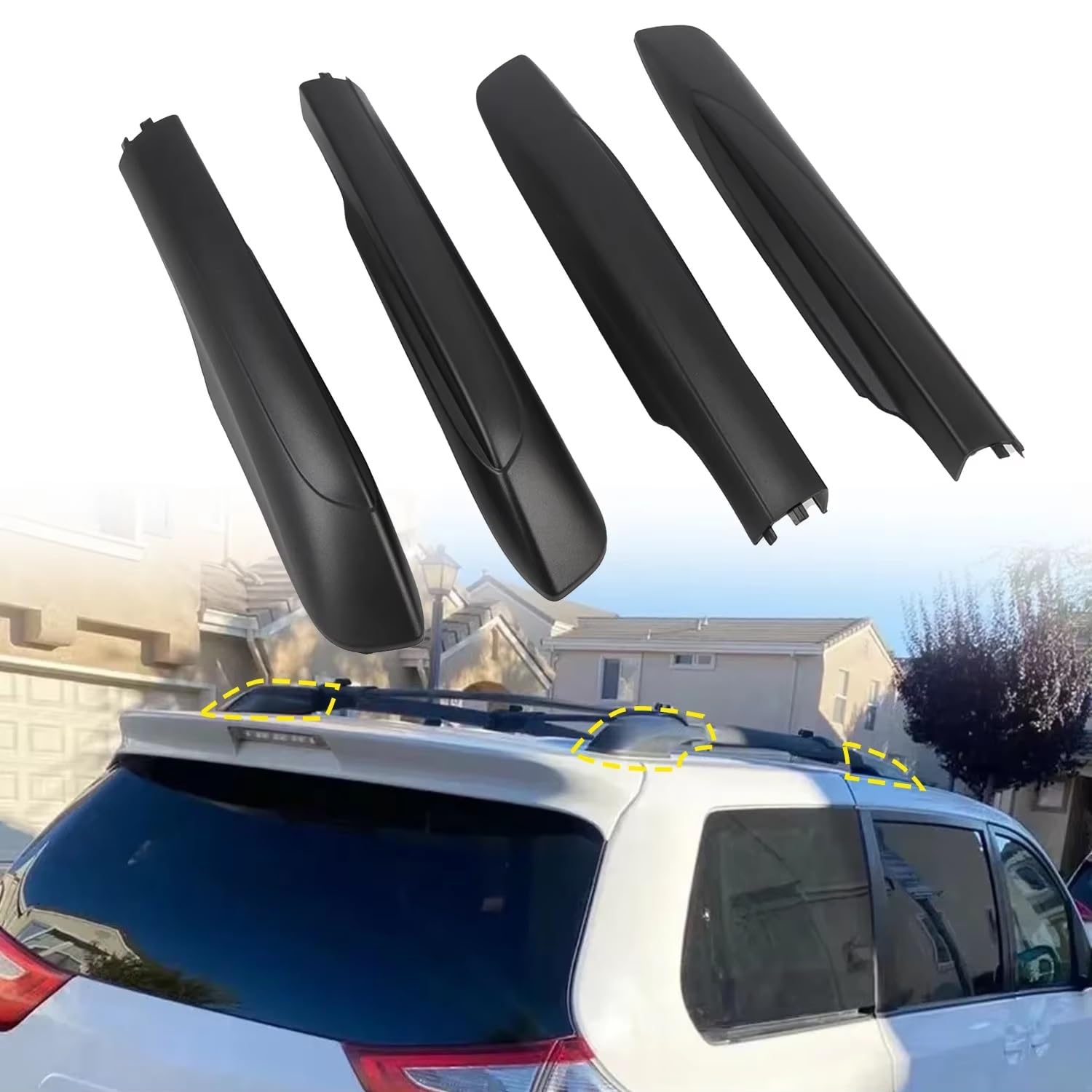 Coque Couverture D'extrémité Rail Toit Voiture 4 Pièces pour Toyota pour Sienna 2011 2012 2013 2014 2015 2016 2017 2018 2019 2020 Support de Toit pour Voiture