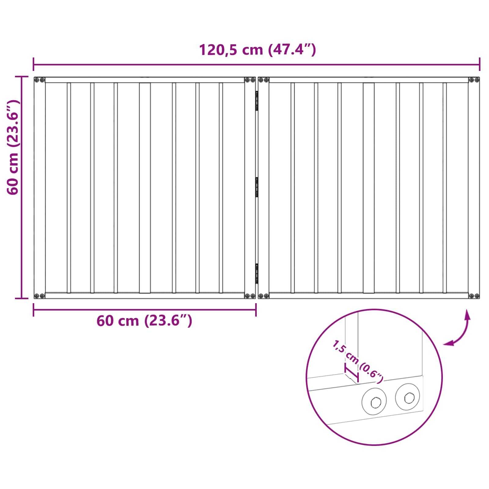 Portería para perros 2 piezas negro de acero galvanizado 60 x 60 cm plegable y portátil para cachorro y perro, caño versátil, protección y seguridad para uso interior y exterior